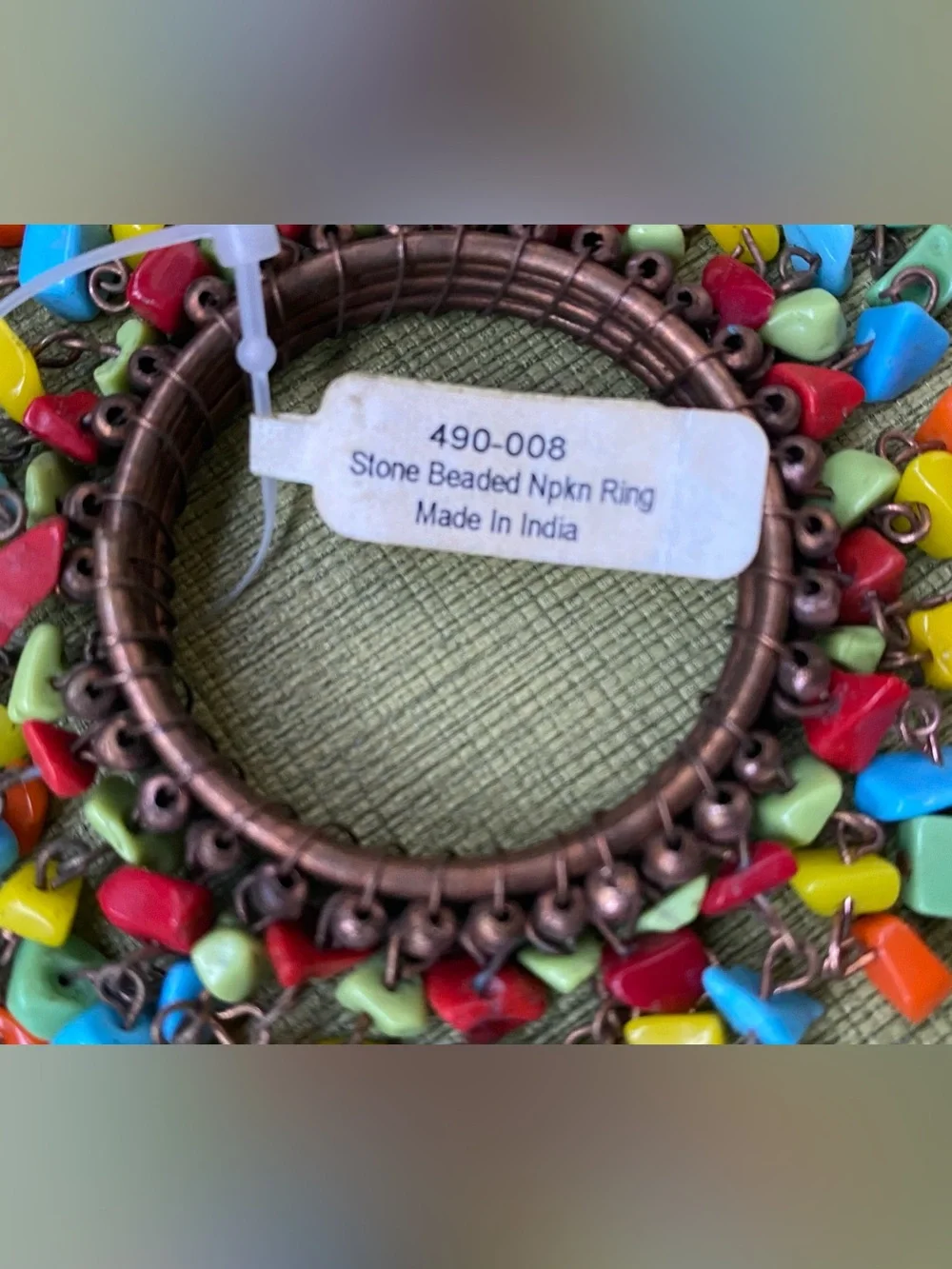 Vintage Crate&Barrel Multicolor Beaded Napkin Rings